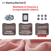 Lavadora LG WD22VV2S6BR vista izquierda superior.